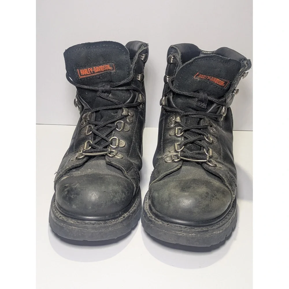 Harley-Davidson Mens Black Leather Lace Up Riding Boots 81610 Size 8
